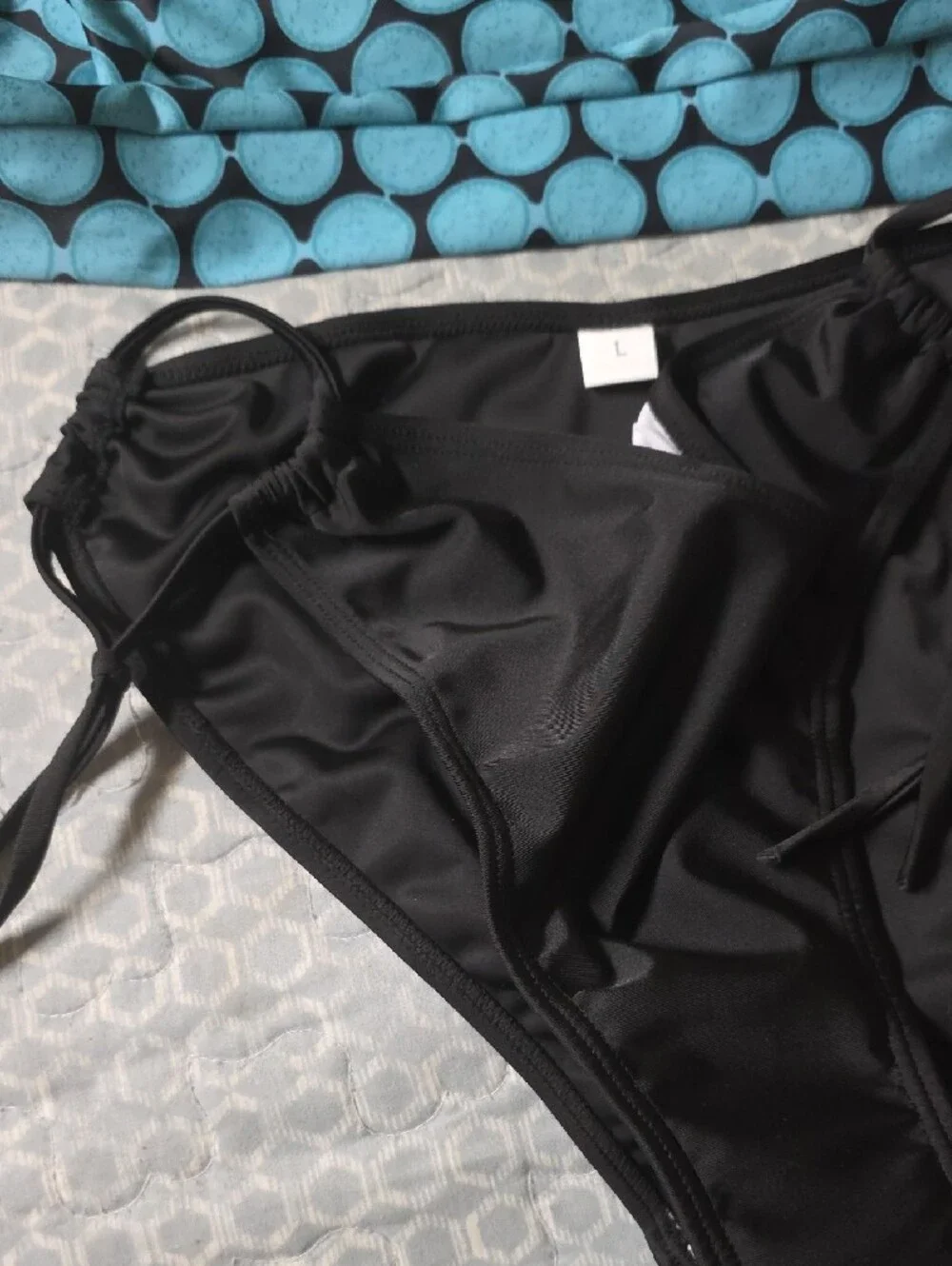 NWOT Blue Polka Dot Tankini Top with Black Swim Briefs - Women's Swim Set